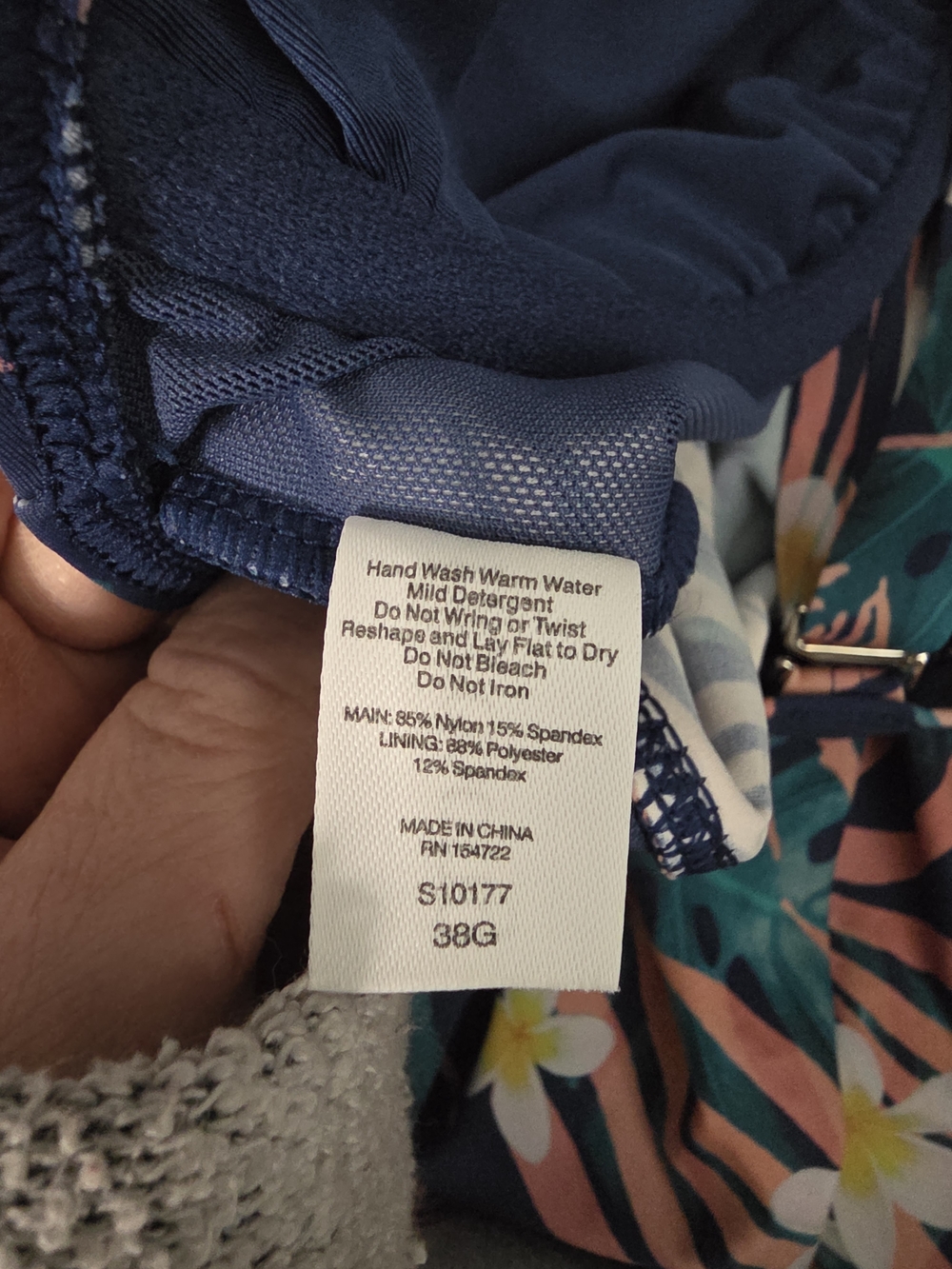 Navy Tropical Floral Tankini with Front Tie - Picture 5 of 5